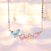 Collier Etoilelier Zircon Or 18 Carats Saphir Synthétique, Pendentif Plusieurs Pierres